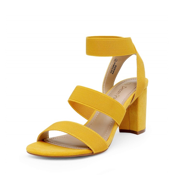 Elastic Chunky Strap Sandals - MUSTARD YELLOW -  0